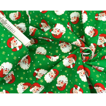 Vải giáng sinh ông già noel nền xanh lá Winking Santas CM9639-GREEN-D - Hình ảnh 3