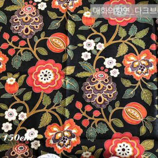 Line cotton hoa to nền đen - Khổ 150cm