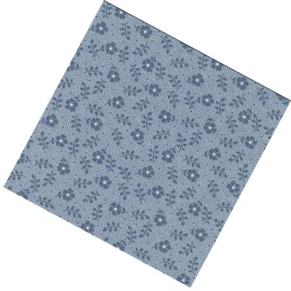 Vải làm Quilt - ghép vải - tấm 50x110 cm hoa 5 cánh cành lá nền navy nhạt