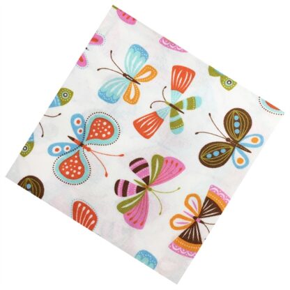 Vải làm Quilt - ghép vải - tấm 50x110 cm bướm nhiều mầu nền kem