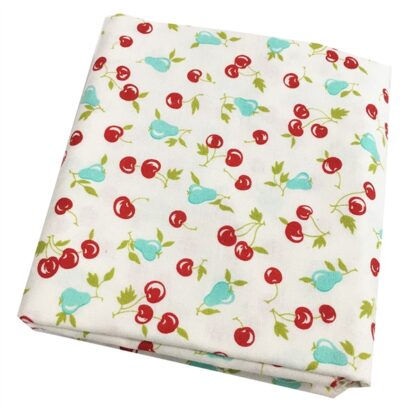 Vải làm Quilt - ghép vải - tấm 100 x 110 cm họa tiết quả Cherry nền trắng