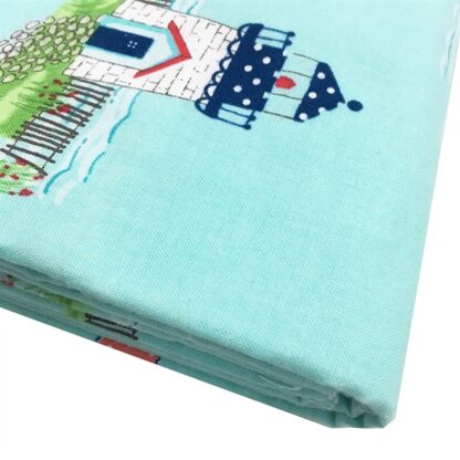 Vải làm Quilt - ghép vải - tấm 100 x 110 họa tiết hải đăng nền xanh - Hình ảnh 2