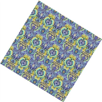 Vải làm Quilt - ghép vải - tấm 50x55 cm hoa lá nền xanh tím