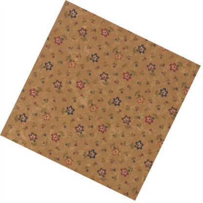 Vải làm Quilt - ghép vải - tấm 50x55 cm hoa 5 cánh dài nhiều mầu nền nâu vàng nâu