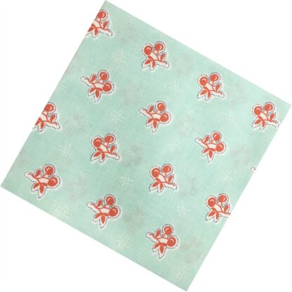 Vải làm Quilt - ghép vải - tấm 50x110 cm quả cherry nền xanh ngọc