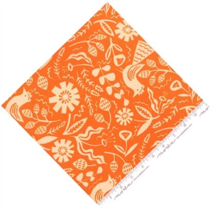 Vải làm Quilt - ghép vải - tấm 50x110 cm hoa lá , gà nền cam tươi