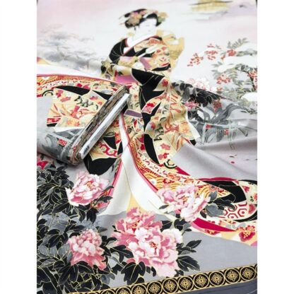 Panel Geisha Nhật Bản áo vàng nền hồng 60 x 110 cm - Hình ảnh 5