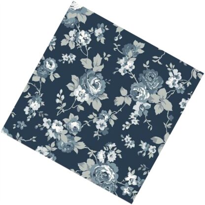 Vải làm Quilt - ghép vải - tấm 50x110 cm hoa hồng nền navy