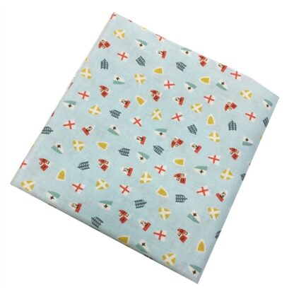 Vải làm Quilt - ghép vải - tấm 100 x 110 họa tiết cái khiên nền xanh nhạt - Hình ảnh 2