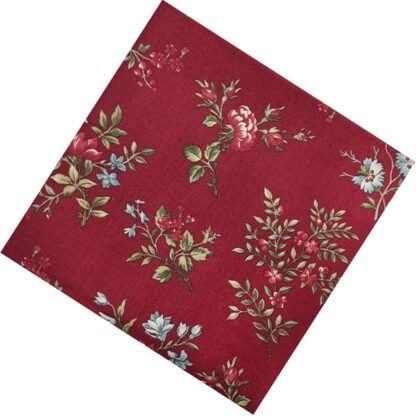 Vải làm Quilt - ghép vải - tấm 50x110 cm chùm hoa đỏ nền đỏ đậm