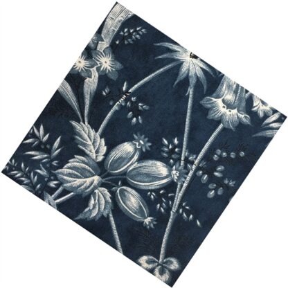 Vải làm Quilt - ghép vải - tấm 50x110 cm hoa trắng xám nền navy đậm