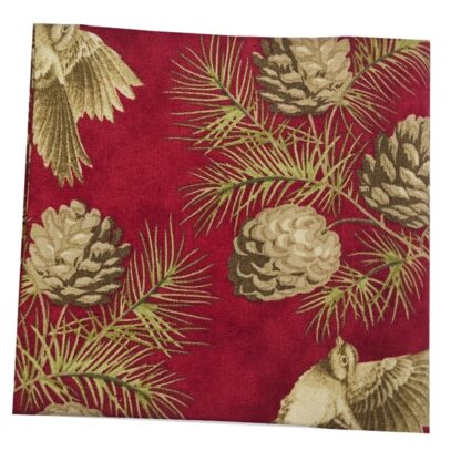 Vải làm Quilt - ghép vải - tấm 50x55 cm họa tiết noel chi, quả thông nền đỏ