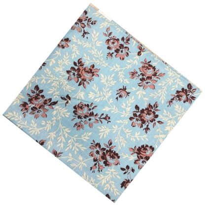 Vải làm Quilt - ghép vải - tấm 50x55 cm hoa hồng nâu đỏ nền xanh biển