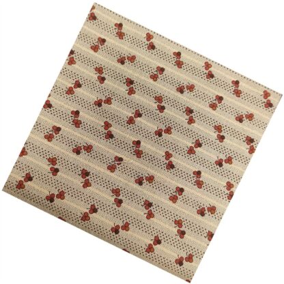 Vải làm Quilt - ghép vải - tấm 45x55 sọc nâu họa tiết quả cherry