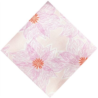 Vải làm Quilt - ghép vải - tấm 50x55 cm hoa tím nhụy cam nền hồng nhạt