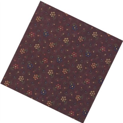 Vải làm Quilt - ghép vải - tấm 50x55 cm hoa nhiều mầu nền đỏ nâu