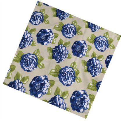 Vải làm Quilt - ghép vải - tấm 50x55 cm Hoa xanh navy nền nền xanh rêu