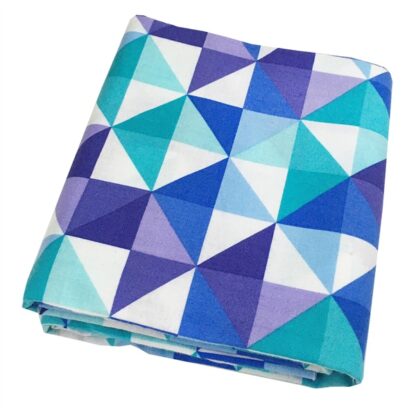 Vải làm Quilt - ghép vải - tấm 100 x 110 cm họa tiết tam giác xanh tím