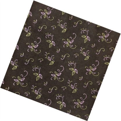 Vải làm Quilt - ghép vải - tấm 50x55 lá hồng , xanh nền xanh rêu đậm