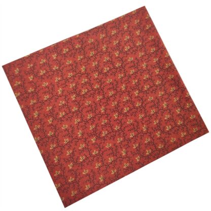 Vải làm Quilt - ghép vải - tấm 50x55 cm dây leo xoắn đen nền đỏ cam trầm