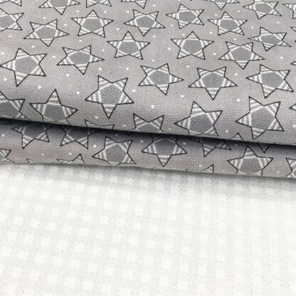 Vải làm Quilt - ghép vải - tấm 100 x 110 họa tiết ngôi sao ghi xám - Hình ảnh 2