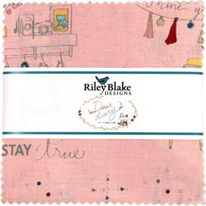 Vải cắt sẵn 5" X 5". Bộ sưu tập Dear Diary Hãng Riley Blake Designs thiết kế Minki Kim