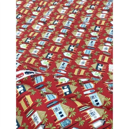 VẢI THÔ COTTON MỸ VẢI QUILT HỌA TIẾT NGÔI NHÀ NỀN ĐỎ HÃNG RILEY BLAKE DESIGNS - Hình ảnh 2