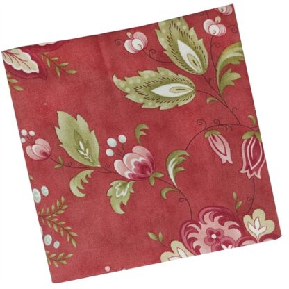 Vải làm Quilt - ghép vải - tấm 50x55 cm hoa lá nhiều mầu nền đỏ