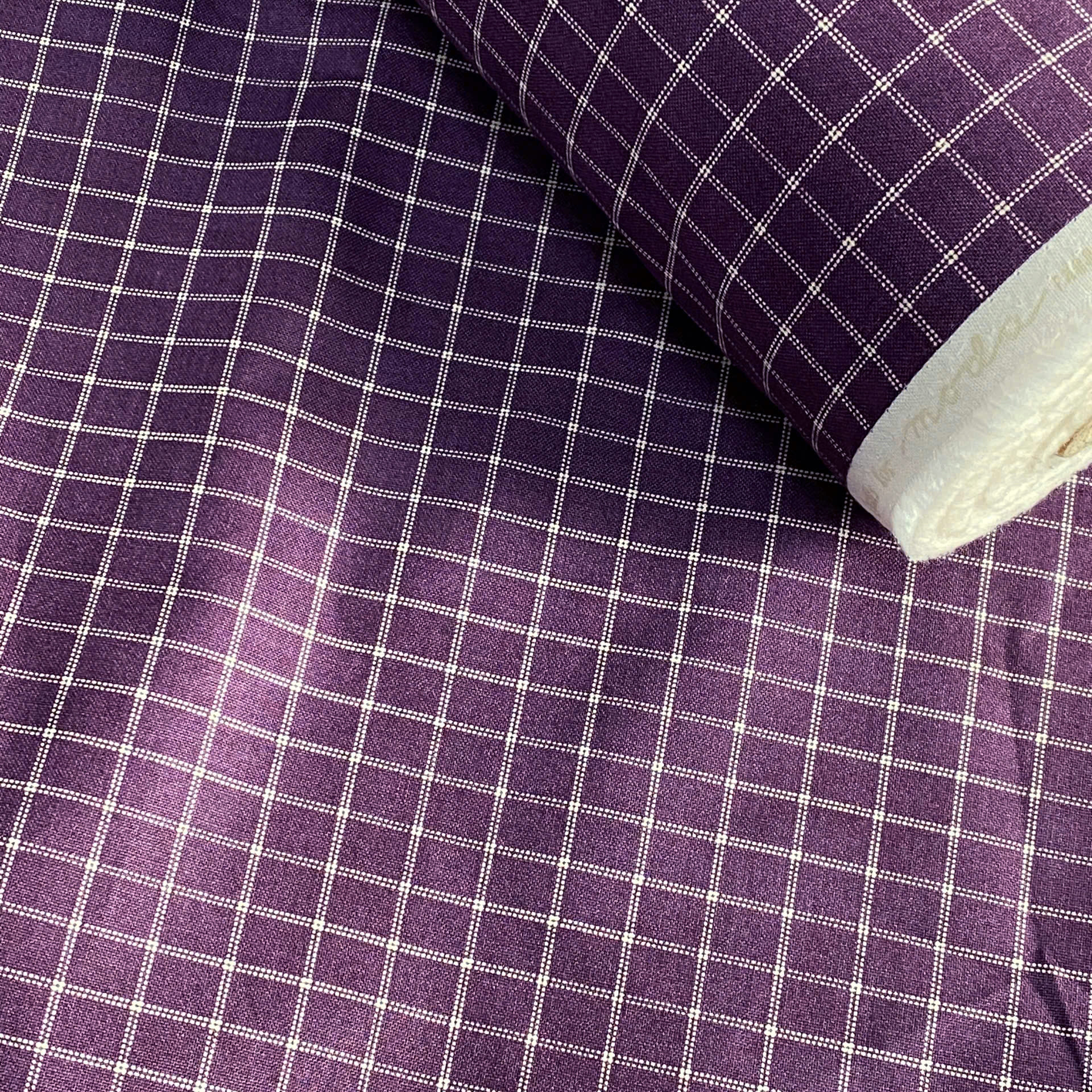 Vải cotton caro tím trầm - Ảnh 3