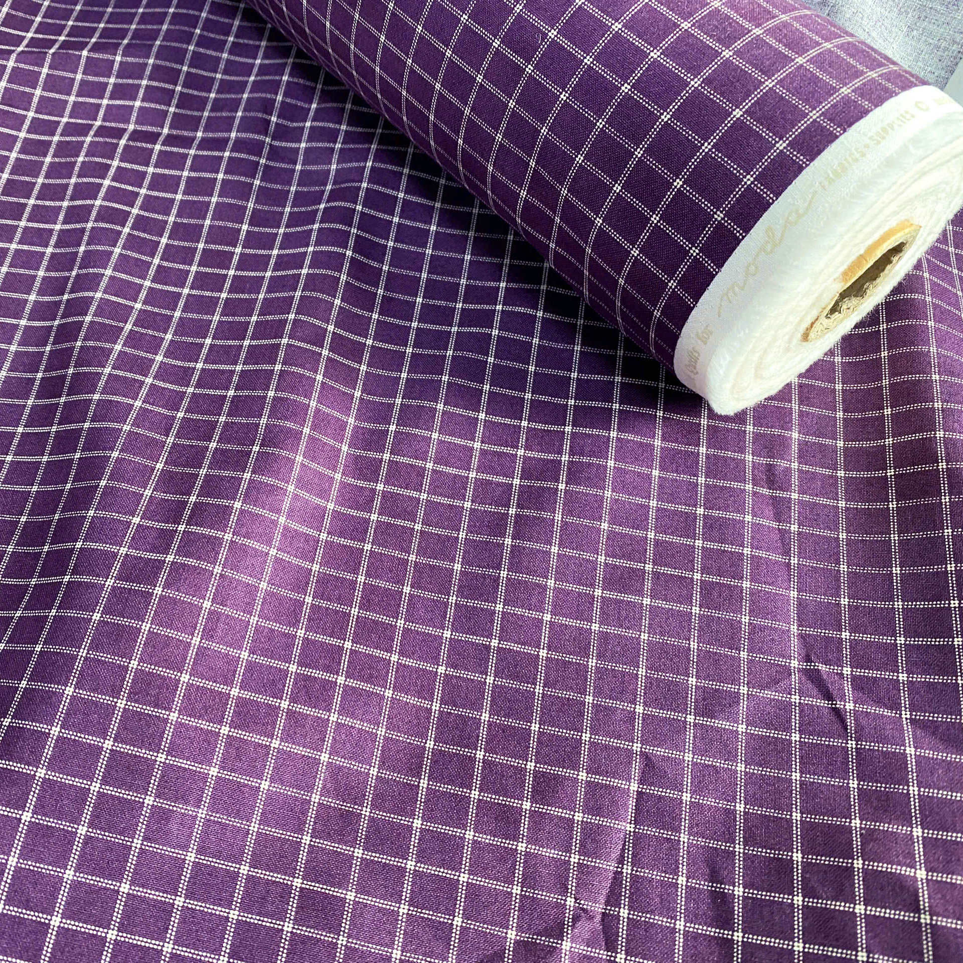 Vải cotton caro tím trầm - Ảnh 5