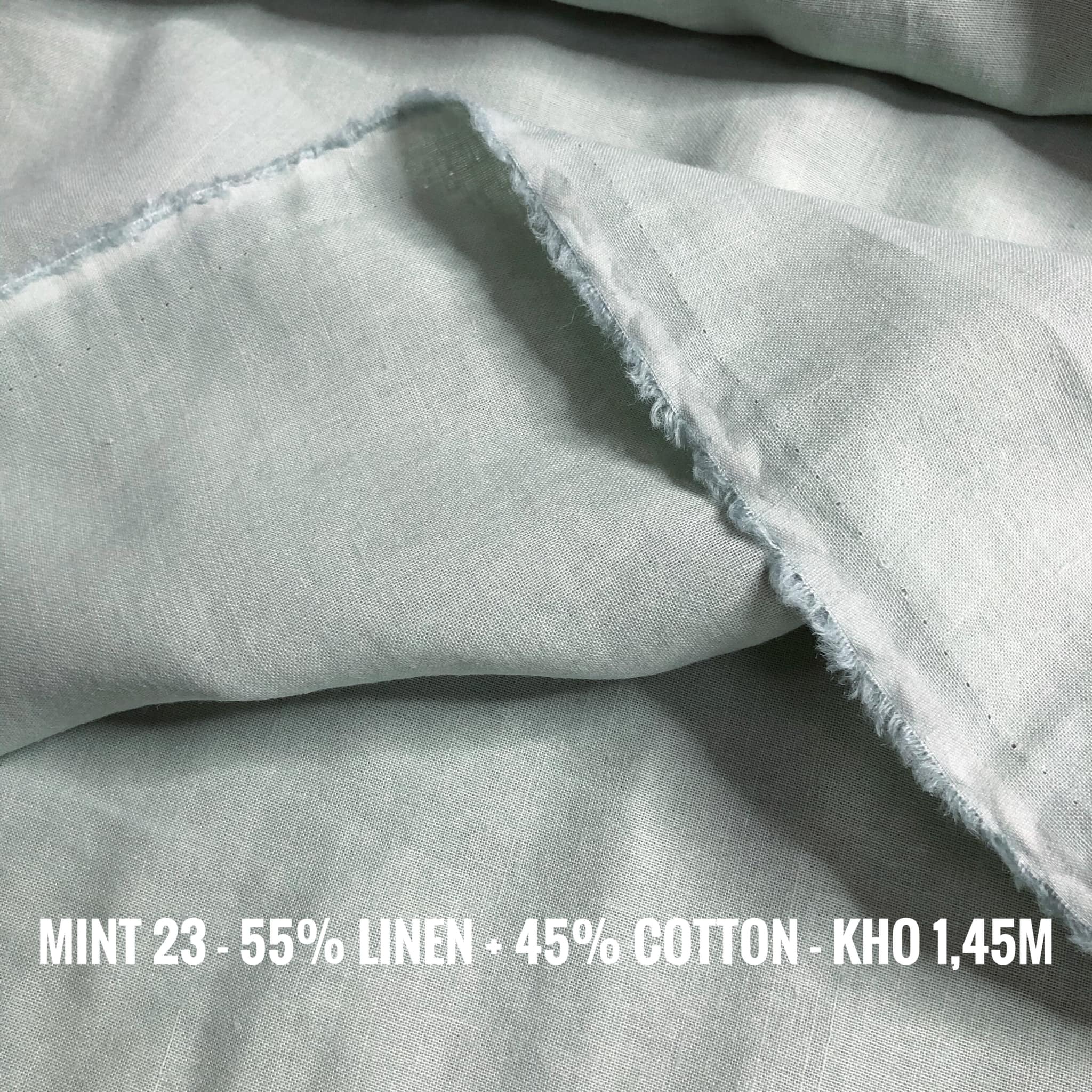 Vải Linen xanh min khổ 145cm mã min23 100% linen - Ảnh 9