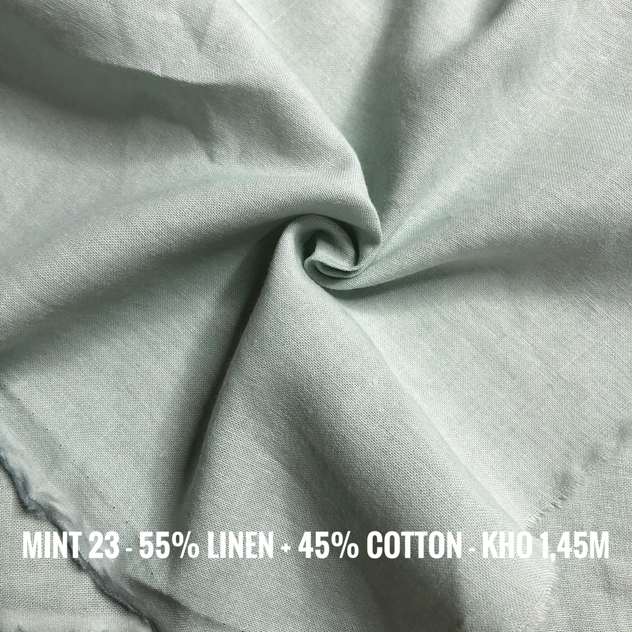 Vải Linen xanh min khổ 145cm mã min23 100% linen - Ảnh 8