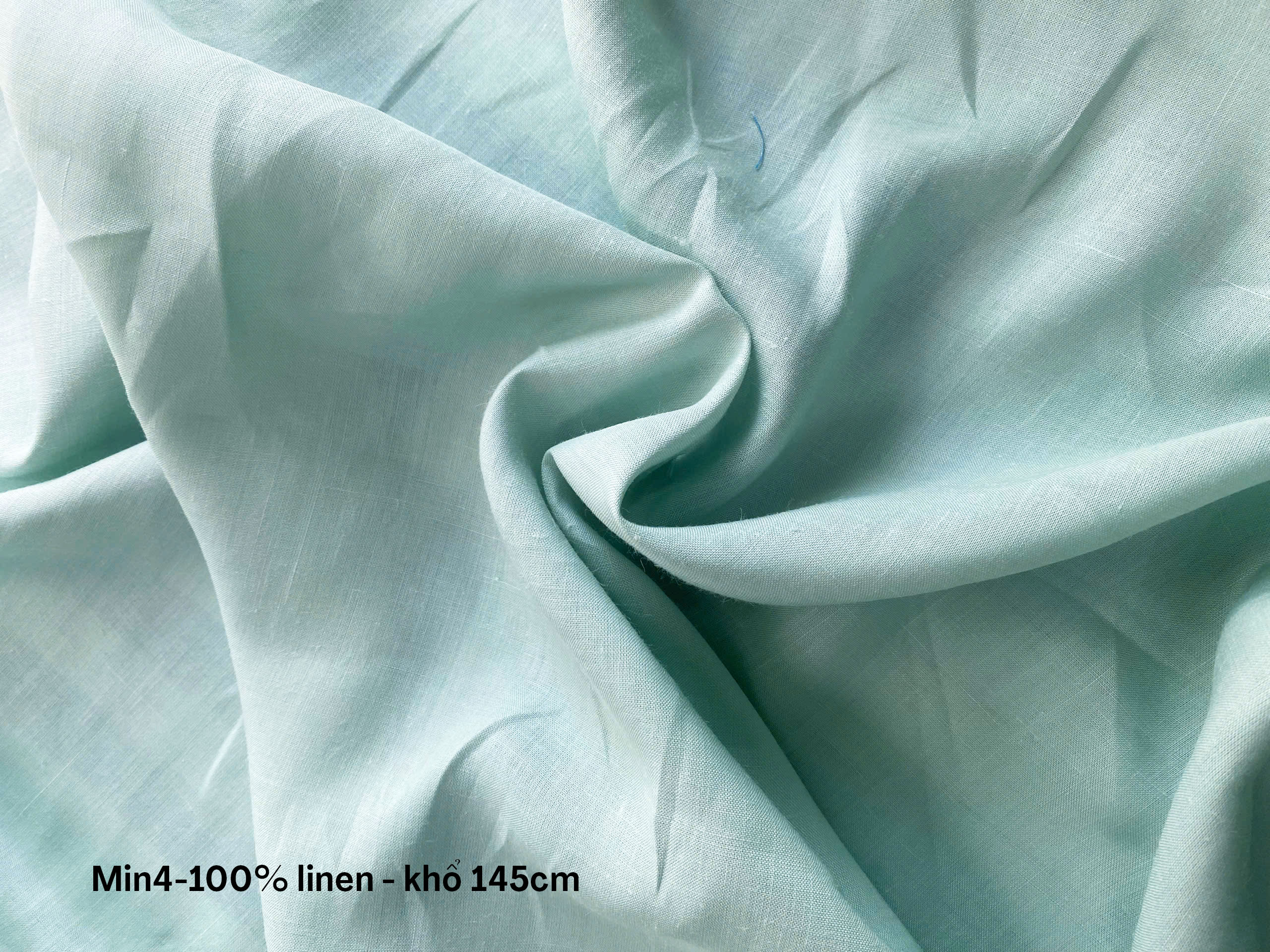 Vải Linen xanh min khổ 145cm mã min4 100% linen