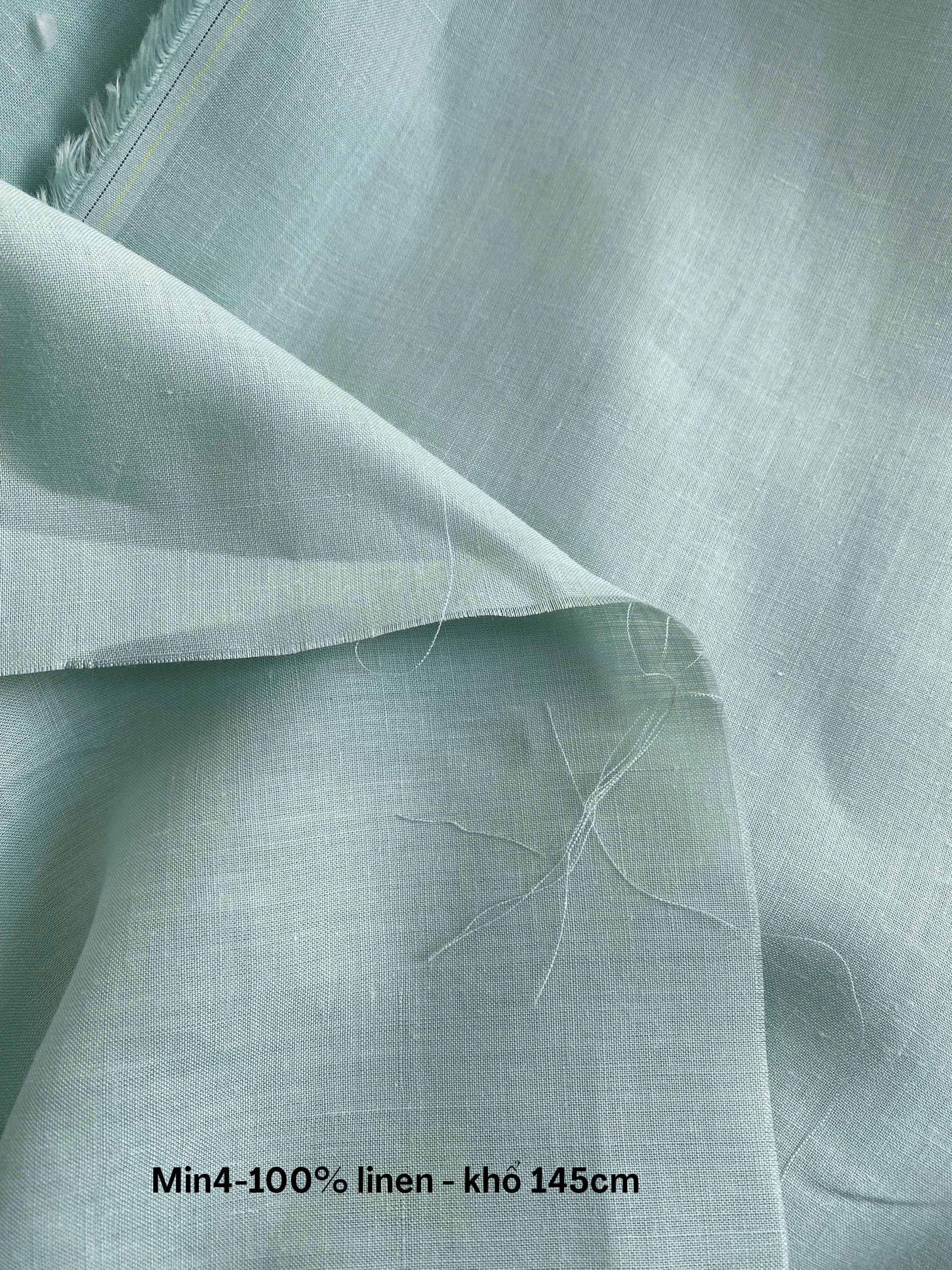 Vải Linen xanh min khổ 145cm mã min4 100% linen - Ảnh 4