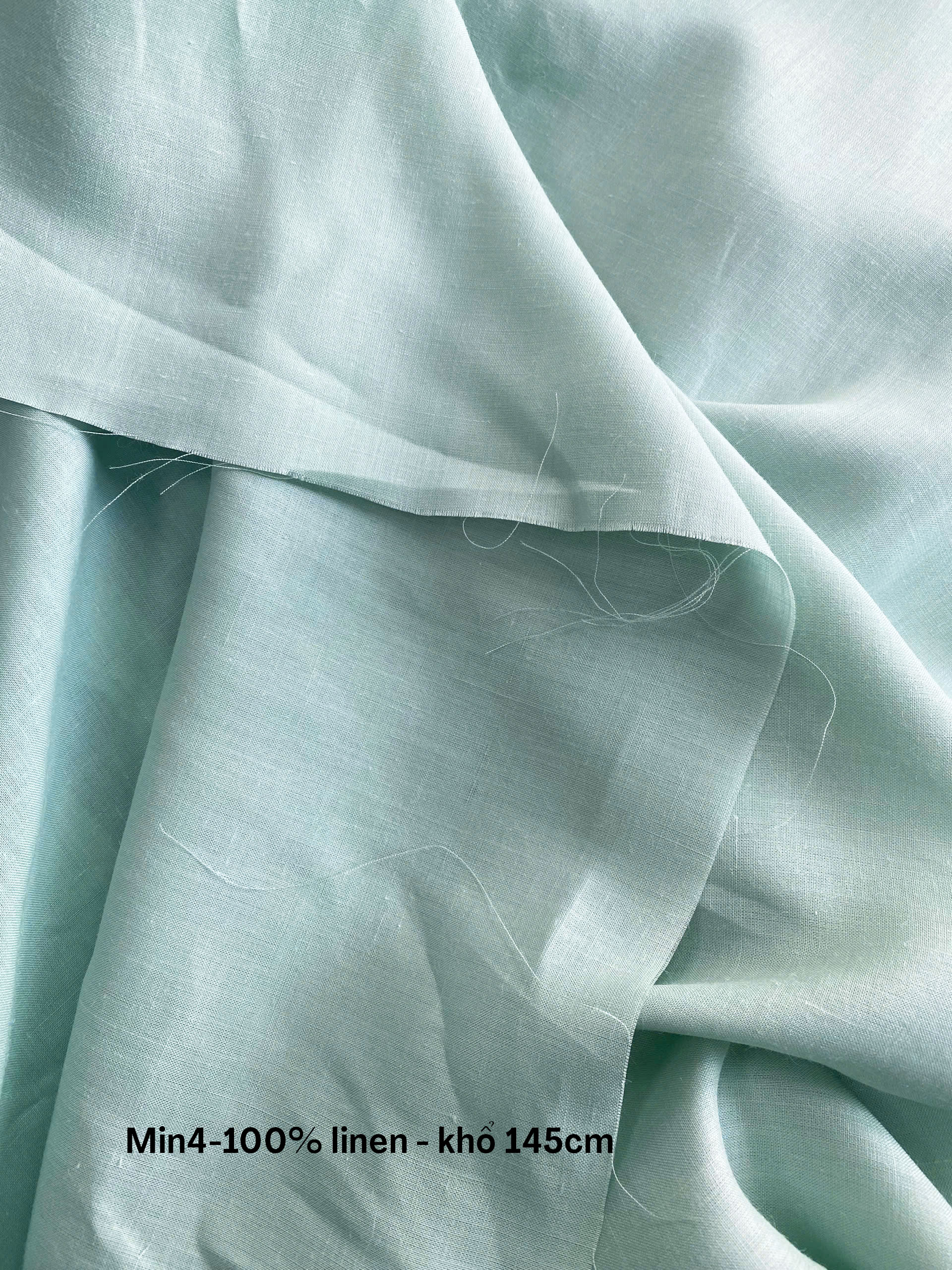 Vải Linen xanh min khổ 145cm mã min4 100% linen - Ảnh 6