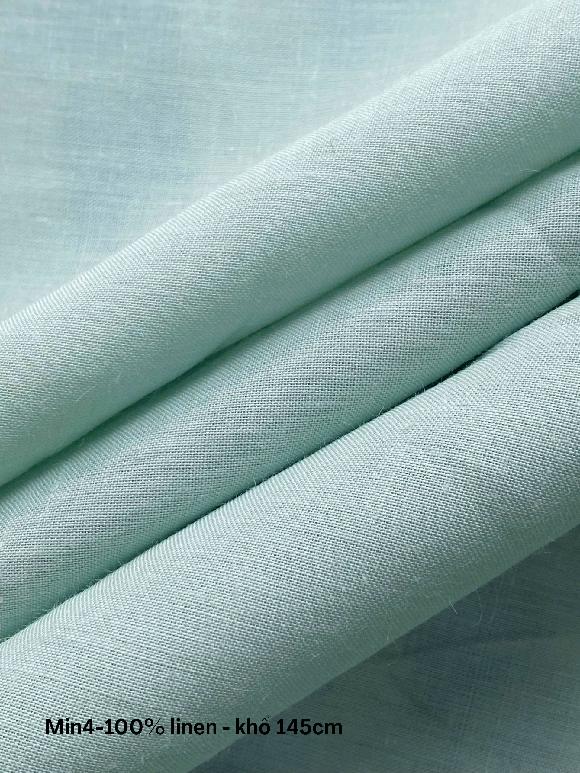 Vải Linen xanh min khổ 145cm mã min4 100% linen - Ảnh 7
