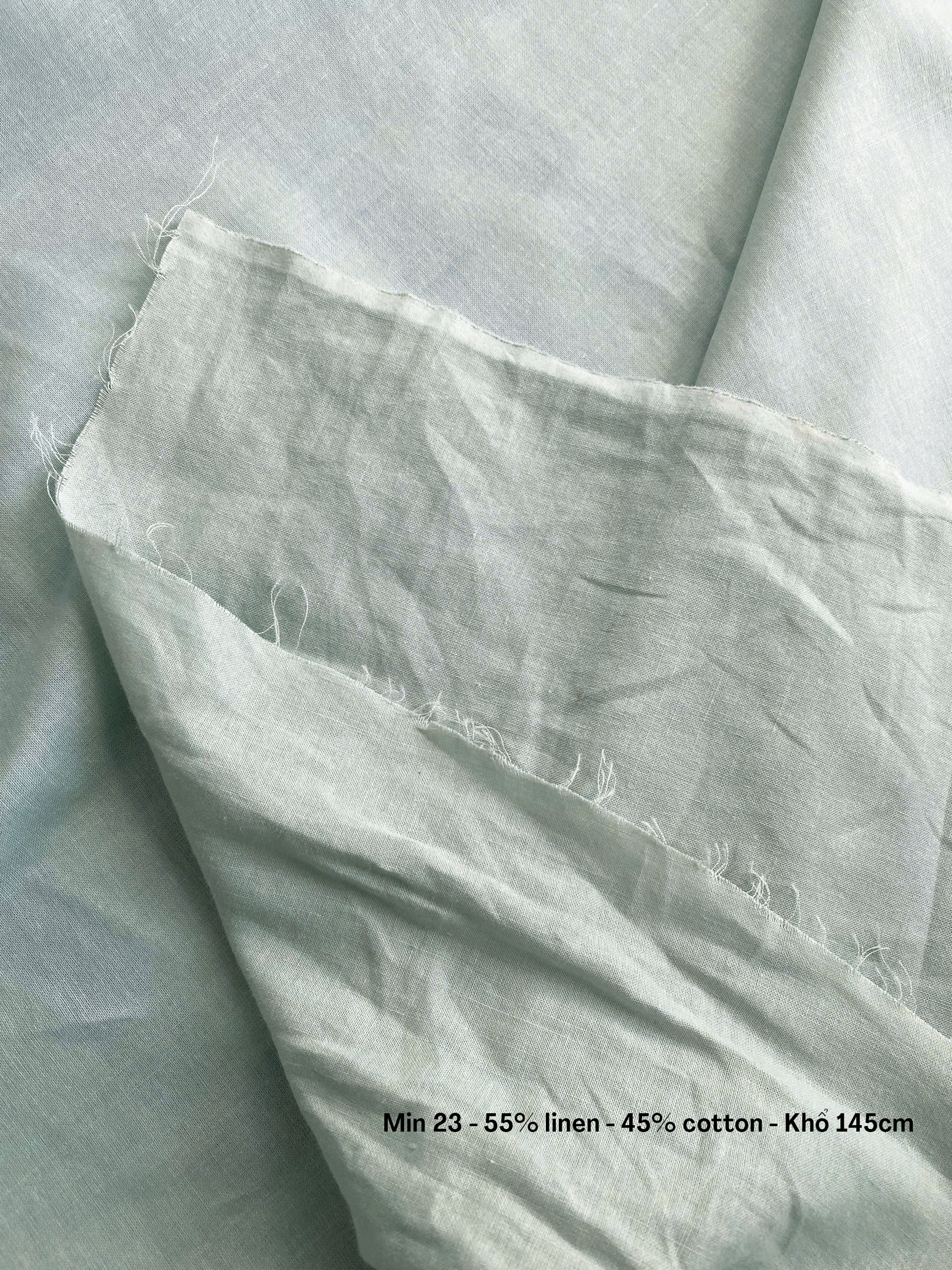 Vải Linen xanh min khổ 145cm mã min23 100% linen - Ảnh 6