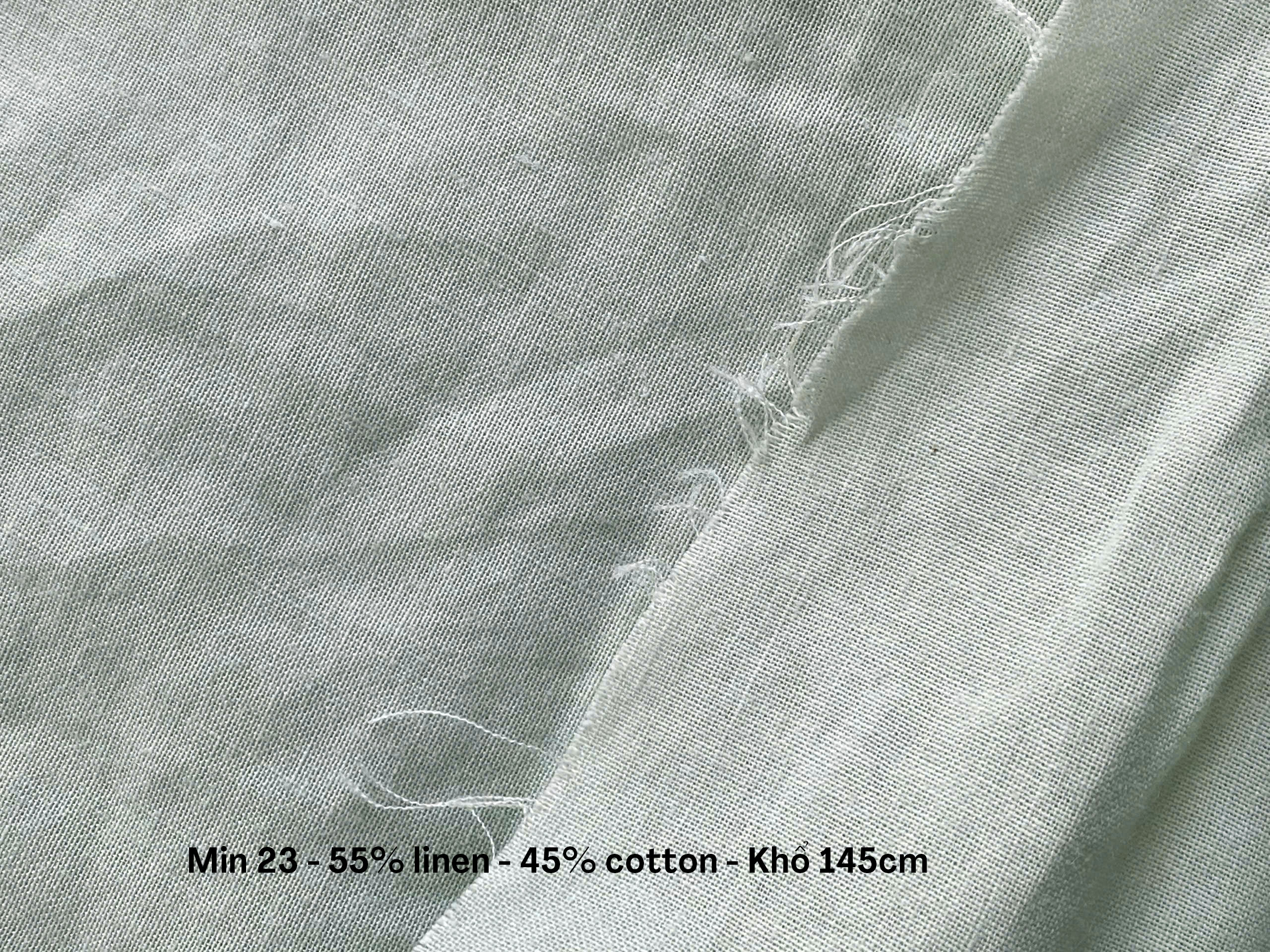 Vải Linen xanh min khổ 145cm mã min23 100% linen - Ảnh 5