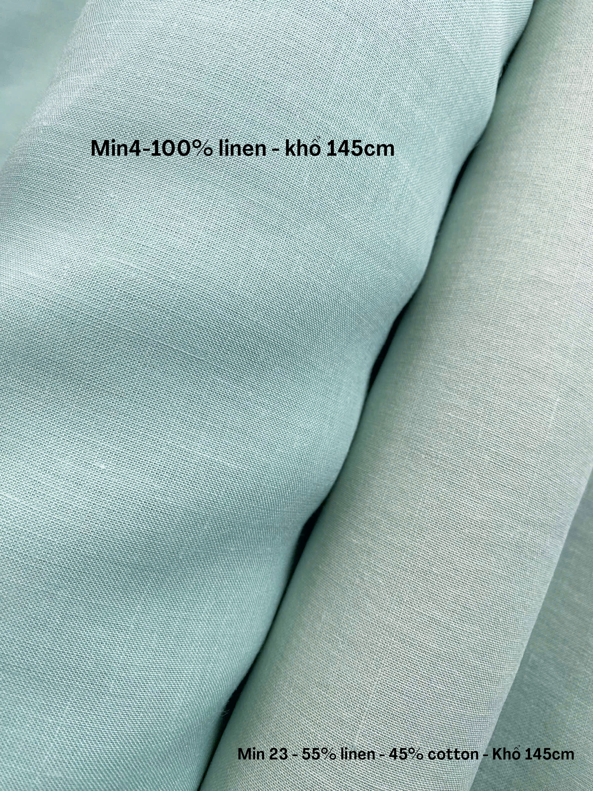 Vải Linen xanh min khổ 145cm mã min23 100% linen - Ảnh 7