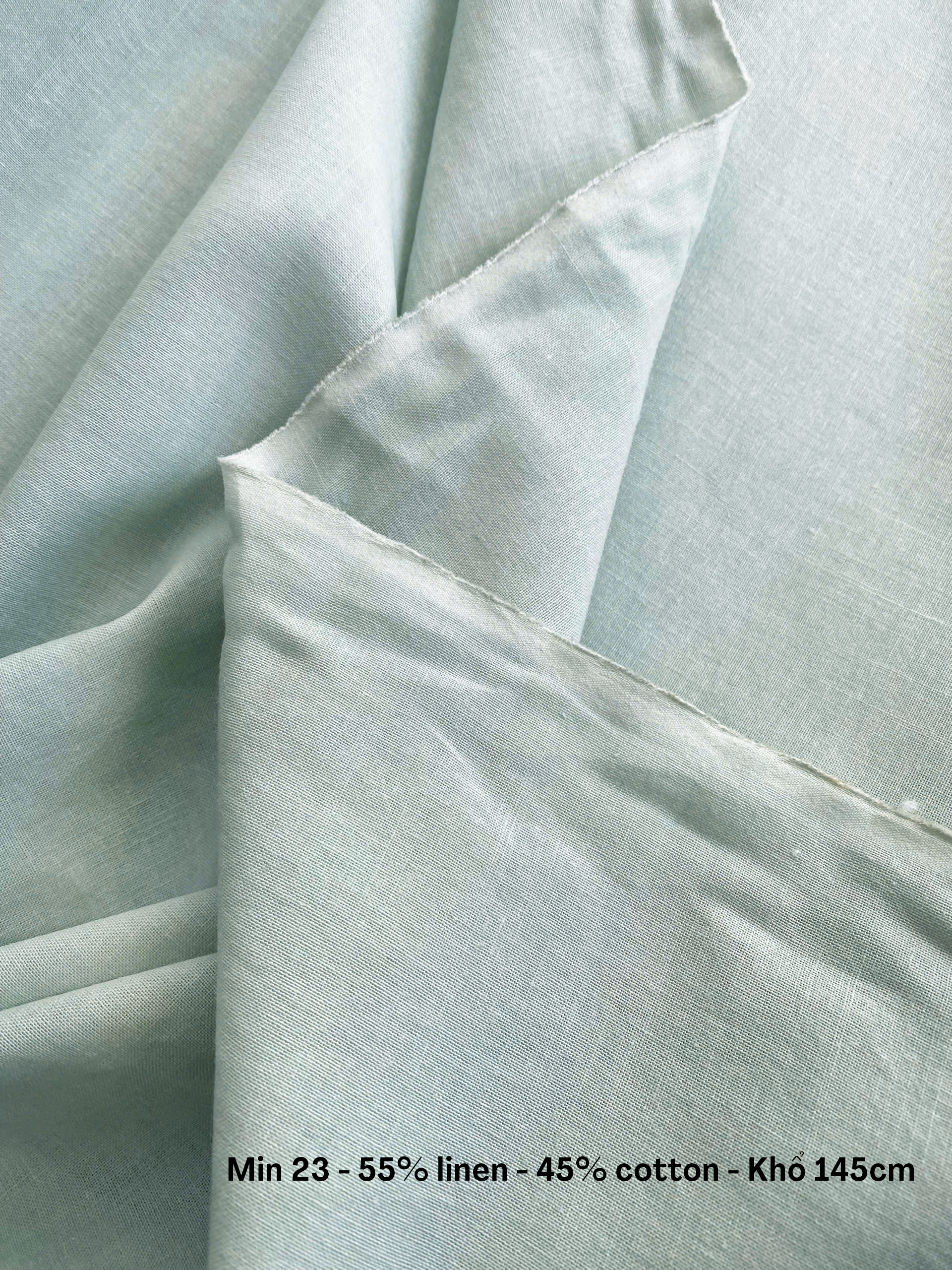 Vải Linen xanh min khổ 145cm mã min23 100% linen - Ảnh 4