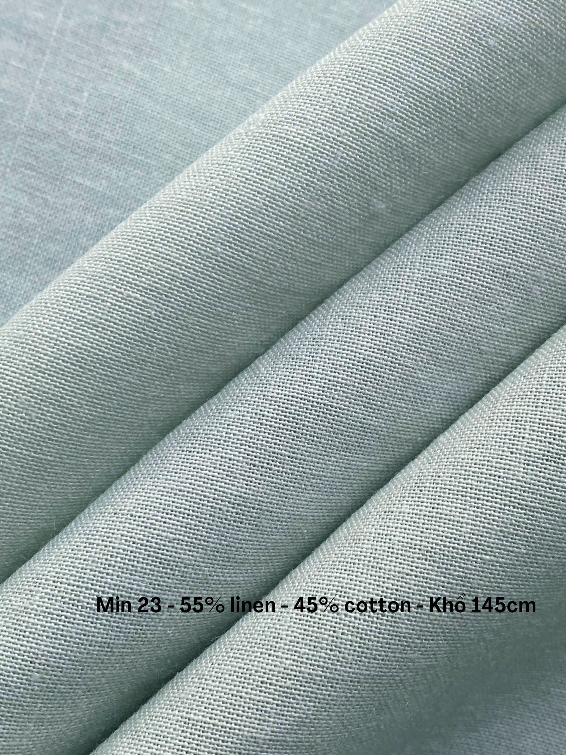 Vải Linen xanh min khổ 145cm mã min23 100% linen - Ảnh 3