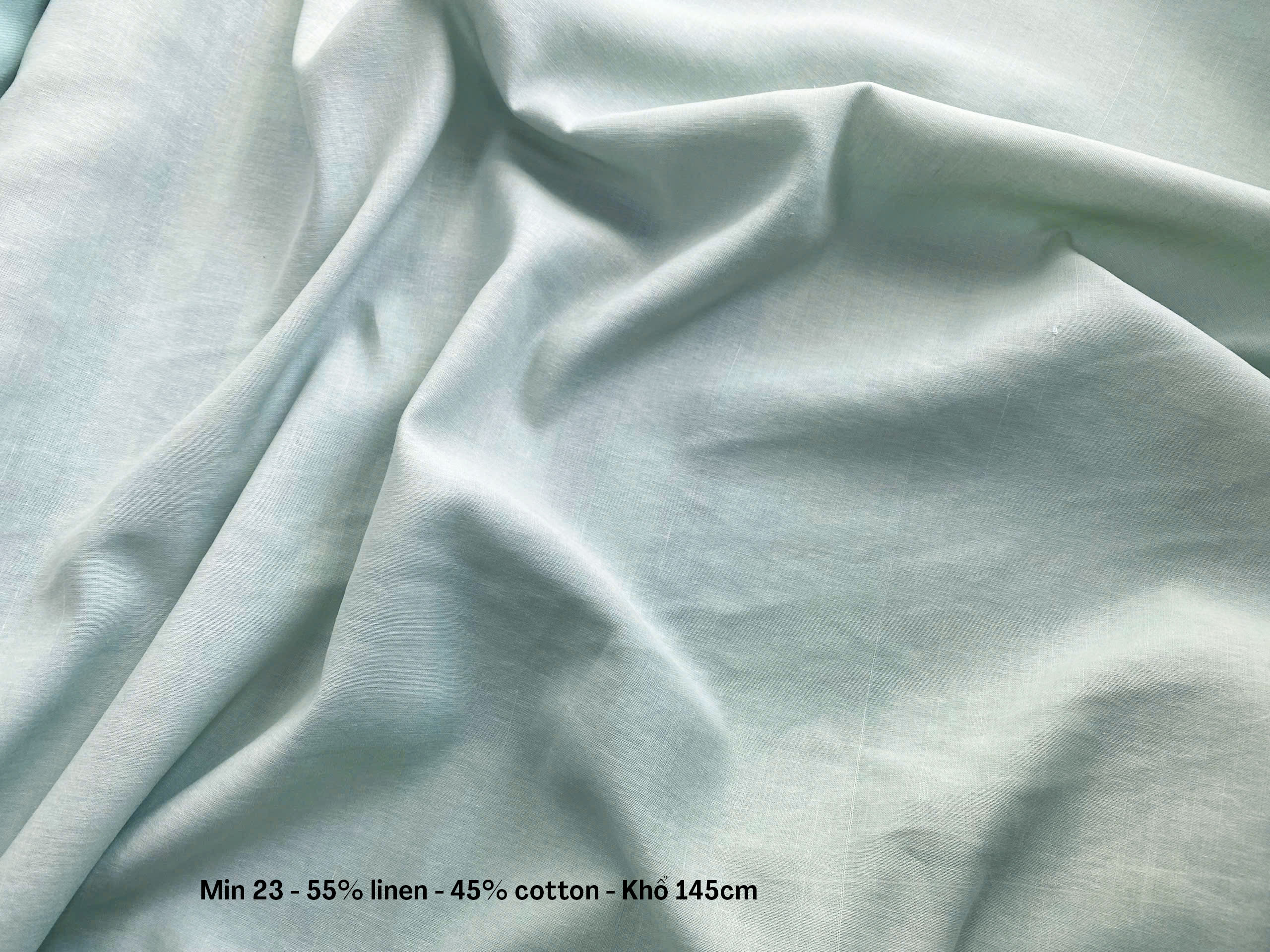 Vải Linen xanh min khổ 145cm mã min23 100% linen
